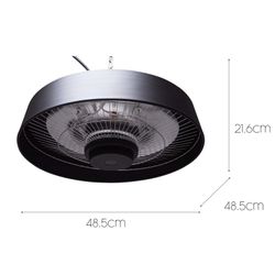 Top Design 2000 W Halogen Infrared Electric Ceiling Heater with Control 48.5x48.5x21.6 cm