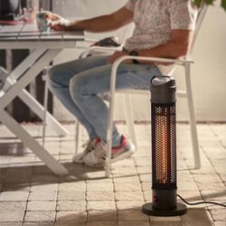 Φορητός Ηλεκτρικός Υπέρυθρος Θερμοσίφωνας Carbon Fiber 1000 W 20x20x61 cm Περιστρεφόμενος