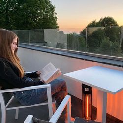 Φορητός Ηλεκτρικός Υπέρυθρος Θερμοσίφωνας Carbon Fiber 1000 W 20x20x61 cm Περιστρεφόμενος