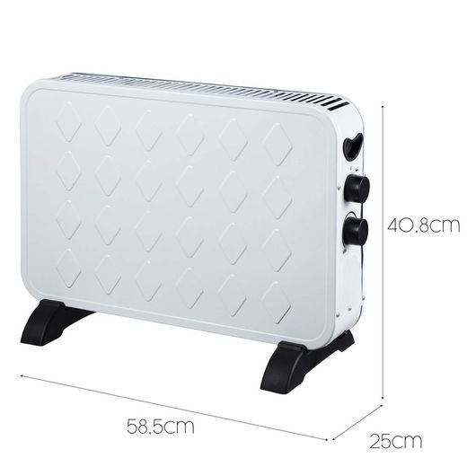 Slanke 2000W elektrische verwarming met thermostaat en 3 vermogensniveaus 58,5x25x40,8 cm