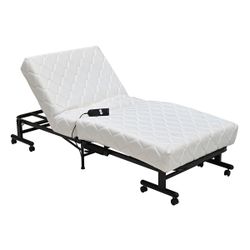 Cama articulada plegable motorizada de tejido y metal en negro, 195 x 85 x 40,5 cm | Mine