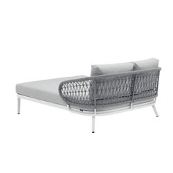 Balinees bed van aluminium en nautisch touw in wit en grijs, 135 x 161 x 78 cm | Isabella
