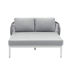 Balinees bed van aluminium en nautisch touw in wit en grijs, 135 x 161 x 78 cm | Isabella