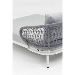 Balinees bed van aluminium en nautisch touw in wit en grijs, 135 x 161 x 78 cm | Isabella
