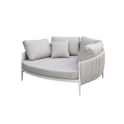 Balinesisk säng av aluminium och olefintyg i vitt och grått, 164 x 144 x 84 cm | Attika