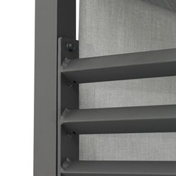 Κρεβάτι από μπαλινέζικο αλουμίνιο και γκρι ύφασμα, 198 x 198 x 200 cm | Έντνα λάμα