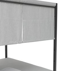 Κρεβάτι από μπαλινέζικο αλουμίνιο και γκρι ύφασμα, 198 x 198 x 200 cm | Έντνα λάμα