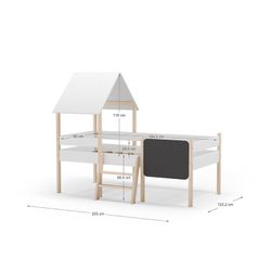Wooden cabin bed in white, 202 x 110 x 150 cm | Mint