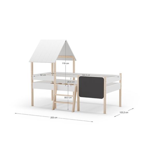 Wooden cabin bed in white, 202 x 110 x 150 cm | Mint