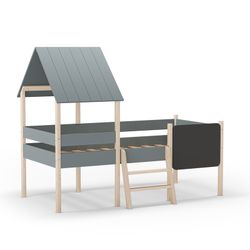 Wooden cabin bed in green, 202 x 110 x 150 cm | Mint