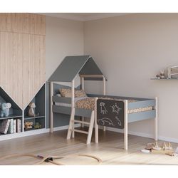 Wooden cabin bed in green, 202 x 110 x 150 cm | Mint
