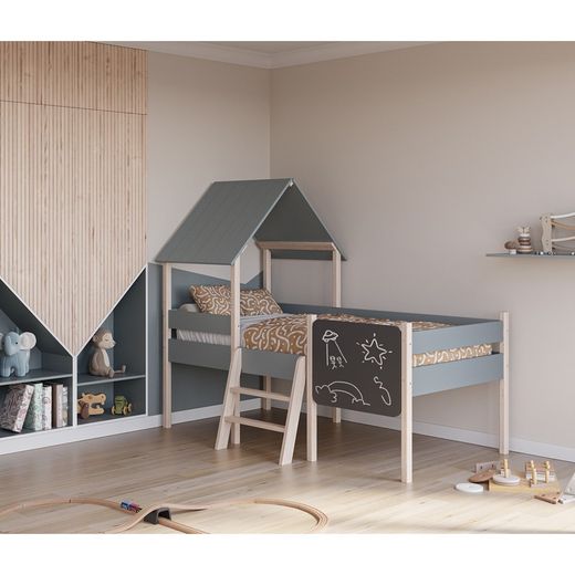 Lit cabane en bois vert, 202 x 110 x 150 cm | Menthe