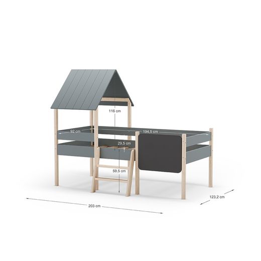 Lit cabane en bois vert, 202 x 110 x 150 cm | Menthe