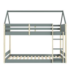 Lit cabane en bois vert et naturel, 197,4 x 103,2 x 174,9 cm | Sila