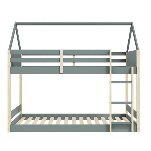 Lit cabane en bois vert et naturel, 197,4 x 103,2 x 174,9 cm | Sila