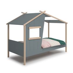 Lit cabane en bois vert et naturel, 215,4 x 103 x 158,5 cm | Louba