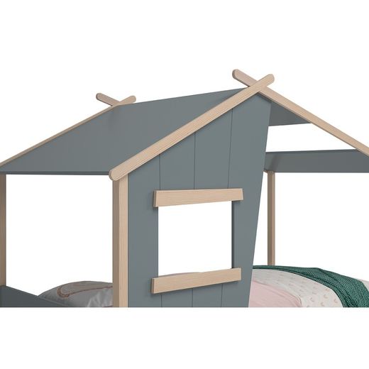 Lit cabane en bois vert et naturel, 215,4 x 103 x 158,5 cm | Louba