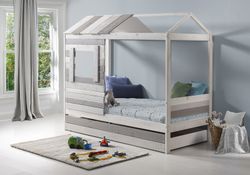 Lit cabine en bois multicolore et sommier à lattes, 206 x 102 x 181,5 cm