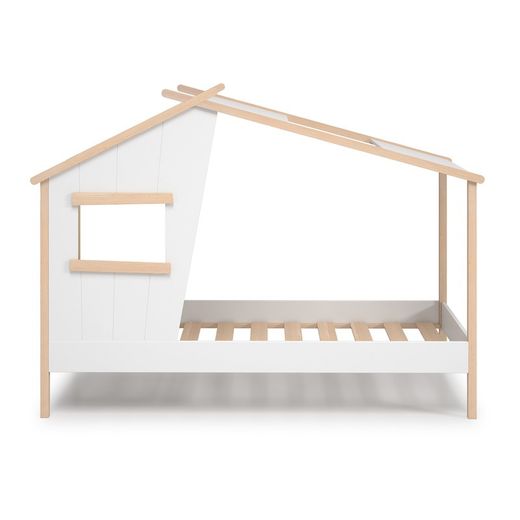Lit cabane en pin coloris blanc et naturel, 215,4 x 103 x 158,5 cm | Louba