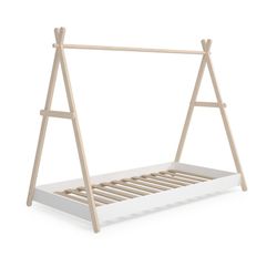 Pine cabin bed in white and natural, 209.4 x 104.5 x 160 cm | Truffle