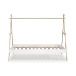 Pine cabin bed in white and natural, 209.4 x 104.5 x 160 cm | Truffle