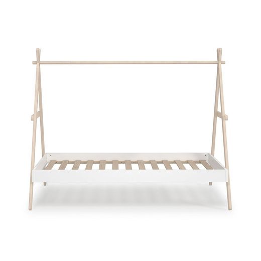 Pine cabin bed in white and natural, 209.4 x 104.5 x 160 cm | Truffle