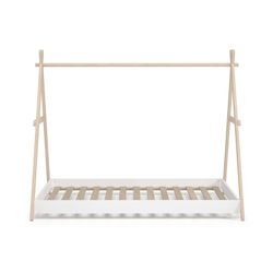 Pine cabin bed in white and natural, 209.4 x 104.5 x 160 cm | Truffle