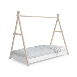 Pine cabin bed in white and natural, 209.4 x 104.5 x 160 cm | Truffle