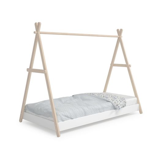 Pine cabin bed in white and natural, 209.4 x 104.5 x 160 cm | Truffle