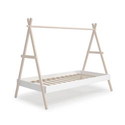 Pine cabin bed in white and natural, 209.4 x 104.5 x 160 cm | Truffle