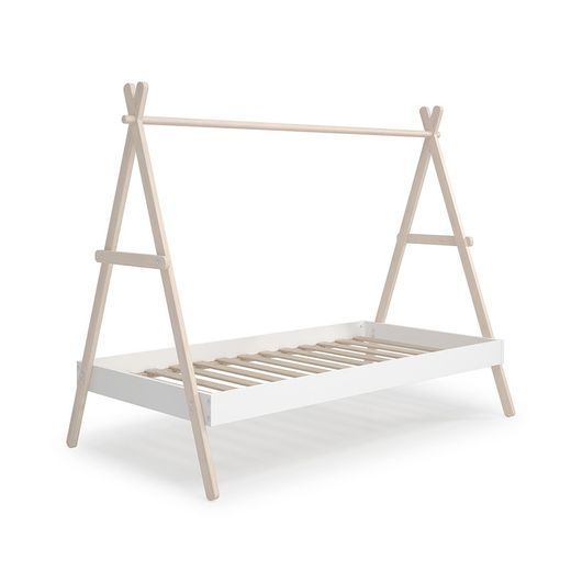 Pine cabin bed in white and natural, 209.4 x 104.5 x 160 cm | Truffle