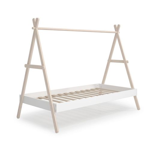 Pine cabin bed in white and natural, 209.4 x 104.5 x 160 cm | Truffle