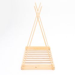 Hytteseng af fyrretræ i natur, 75 x 150,5 x 138 cm | Tipi drømme