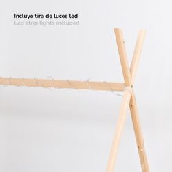 Hytteseng af fyrretræ i natur, 75 x 150,5 x 138 cm | Tipi drømme