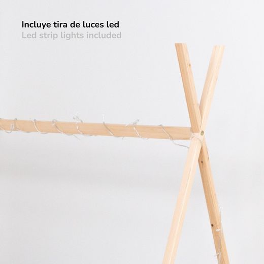 Hytteseng af fyrretræ i natur, 75 x 150,5 x 138 cm | Tipi drømme