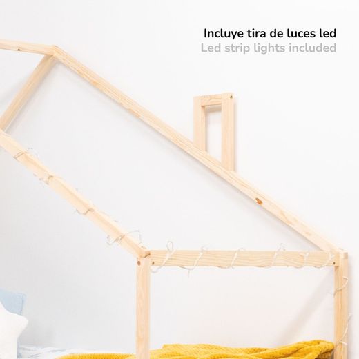 Letto a soppalco in pino naturale, 95 x 198 x 150 cm | Sogni d'oro