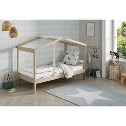 Pine cabin bed in natural and white, 204.9 x 105 x 147 cm | Angel