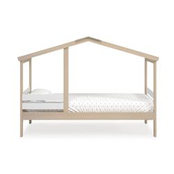 Pine cabin bed in natural and white, 204.9 x 105 x 147 cm | Angel