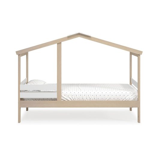Pine cabin bed in natural and white, 204.9 x 105 x 147 cm | Angel