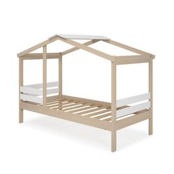 Pine cabin bed in natural and white, 204.9 x 105 x 147 cm | Angel
