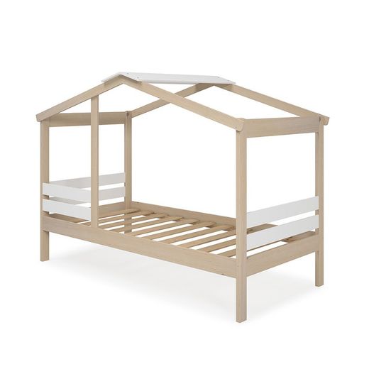 Pine cabin bed in natural and white, 204.9 x 105 x 147 cm | Angel