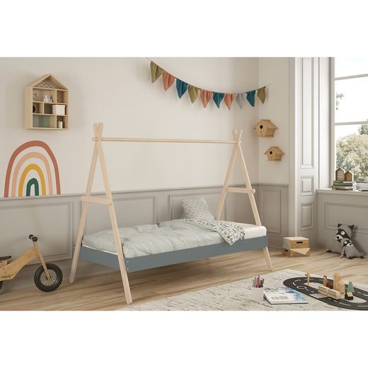 Pine cabin bed in green and natural, 209.4 x 104.5 x 160 cm | Truffle