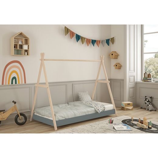 Pine cabin bed in green and natural, 209.4 x 104.5 x 160 cm | Truffle