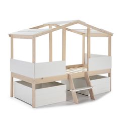 Letto a castello PARMA in bianco/pino naturale, 206x131x165 cm