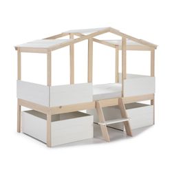 Letto a castello PARMA in bianco/pino naturale, 206x131x165 cm