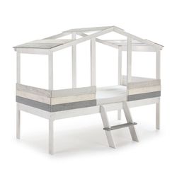 ULISES Lit Cabane en Pin Blanc/Gris, 206x131x165 cm