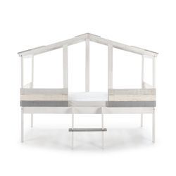 ULISES Lit Cabane en Pin Blanc/Gris, 206x131x165 cm