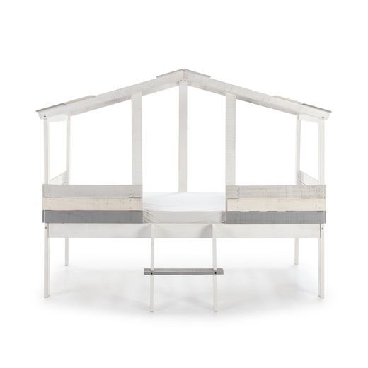 ULISES Lit Cabane en Pin Blanc/Gris, 206x131x165 cm