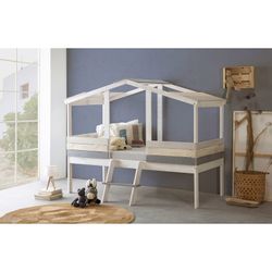 ULISES Lit Cabane en Pin Blanc/Gris, 206x131x165 cm