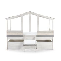 ULISES Lit Cabane en Pin Blanc/Gris, 206x131x165 cm